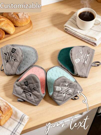 Guantes de horno personalizados, guantes de silicona para microondas personalizados, pinzas de tela con forma de pez semisilicona, cubiertas de mango de silicona personalizadas - mangos antideslizantes, adecuados para utensilios de cocina | Lavables