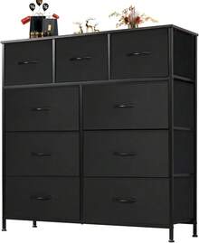 2026 Popular 8-Drawer Dresser Fabric Storage Tower, Sturdy Chest Of Drawers With Steel Frame & Wood Top, Multi-Functional Bedroom Drawer Organizer For Closet Living Room Hallway Nursery, Spacious Clothing Storage Cabinet For Home Organization (Black), Ideal Modern Furniture & Spring & Summer  Gift - màu đen - Xem 1