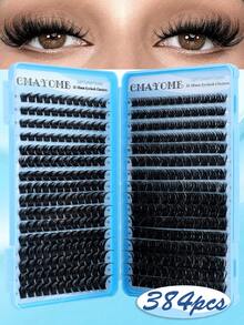 Pestañas postizas de ojo de gato D-Curl esponjosas de 10-16 mm, kit de extensión de pestañas de maquillaje natural DIY, set de extensión de pestañas ultrasuave y ligero, kit de pegamento para pestañas, adecuado para uso diario, boda, cita, fiesta, festival de música, Halloween, pestañas en racimo, pestañas individuales, maquillaje de pestañas postizas profesionales - Celeste - Ver 12