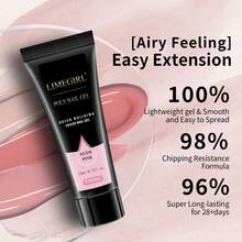 LIMEGIRL 聚合物延长凝胶美甲套装，透明粉色，包含聚合物凝胶和滑液，适合初学者的家用美甲套装 - 彩色 - 查看 2