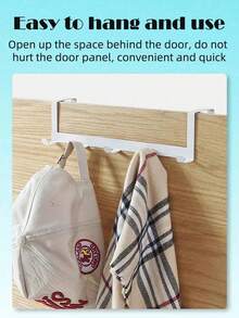 1pc Black Iron Wall Mounted Hook Rack, Heavy Duty 5-Tier Clothes Hanger Organizer, No Drilling Required - Multicolor - View 6