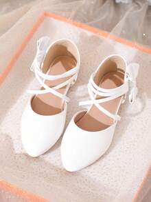 新款少女交叉绑带鞋 - 白色 - 查看 5