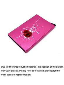 Slide-Out Wallet - Elegant Red Rose Black Anti-Theft ID Card Holder, Compact Minimalist Metal Credit Card Holder With Slide-Out Card Box, Printed Pattern, RFID Blocking Credit Card Wallet, Portable Business Card Holder - Multicolor - View 10