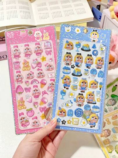 1 miếng dán hoạt hình 3D dễ thương, miếng dán trang trí điện thoại tự làm đáng yêu, quà tặng cho bé gái, đồ chơi thủ công, kiểu dáng và màu sắc ngẫu nhiên.