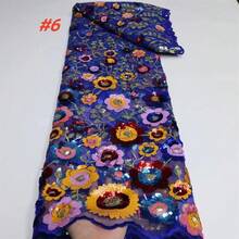 奢华非洲亮片蕾丝面料，2026款高品质尼日利亚新娘婚纱刺绣法式薄纱蕾丝面料，适用于缝制礼服 - A - 查看 3