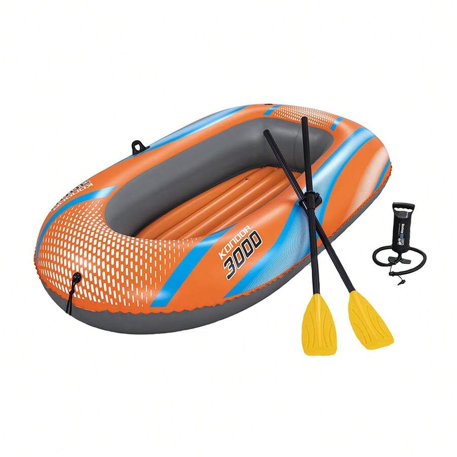 Kondor 3000 Inflatable Boat/Raft For 3 People With Oars - Orange - View 1