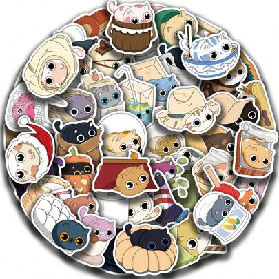 50pcs Hide-And-Seek Stickers, Creative Graffiti Stickers, Office Supplies, Mobile Phone And Computer Stickers, High-Value, Durable, Exquisite, Cool Stickers, Fun, Classic, Colorful Cartoon Design, Gift Decoration, Phone Case Decoration Stickers, Reusable, Colorful Cartoon Design, Suitable For Water Bottles, Skateboards, Mobile Phones, Etc., Perfect For School Supplies, A Top Choice For Holiday Gifts.