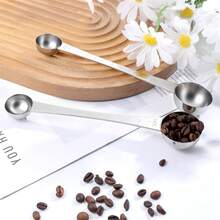 1/2pcs Magnetic Measuring Spoons, Double-Sided Design With Measurement Markings, Suitable For Liquid & Dry Ingredients - Can Be Placed In Spice Jars, Precise Measurement - Silver - View 2