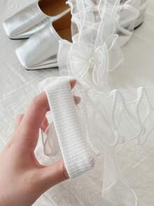 1 Pair New Japanese Style Summer Crystal Polka Dot Ruffle Bow Kids Thin Socks - White - View 5