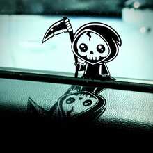 Popular Car Stickers, Creative Mini Grim Reaper Stickers, Cute Grim Reaper Stickers For Car Body, Rear Glass, Fuel Tank Cover, Side Windows, Scratch Cover, Waterproof, Sunproof, No Residue - Cute Grim Reaper - View 1