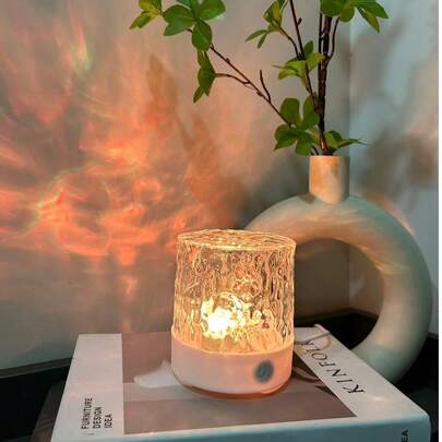 1pc Water Wave Lamp, 16 Lighting Colors, Touch & Remote Control, Create Romantic & Cozy Atmosphere, RGB Mood Night Light, Suitable For Bedroom, Living Room Or Office Decor, Birthday Christmas Housewarming Gift, Bedside Lamp