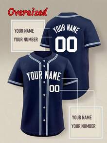 Customizable Men's Royal Blue Baseball Sports Plus Size Shirt, Personalized Name Number, Personalized Team Name, Free Design, Outdoor Sports - Royal Blue - View 1
