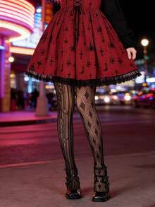 1 đôi tất lưới ren đính đá lấp lánh cỡ lớn, kiểu dáng gợi cảm đường phố, dễ thương dành cho nữ, thích hợp mặc hàng ngày, dự tiệc hoặc hẹn hò. - Nhiều màu - Xem 2