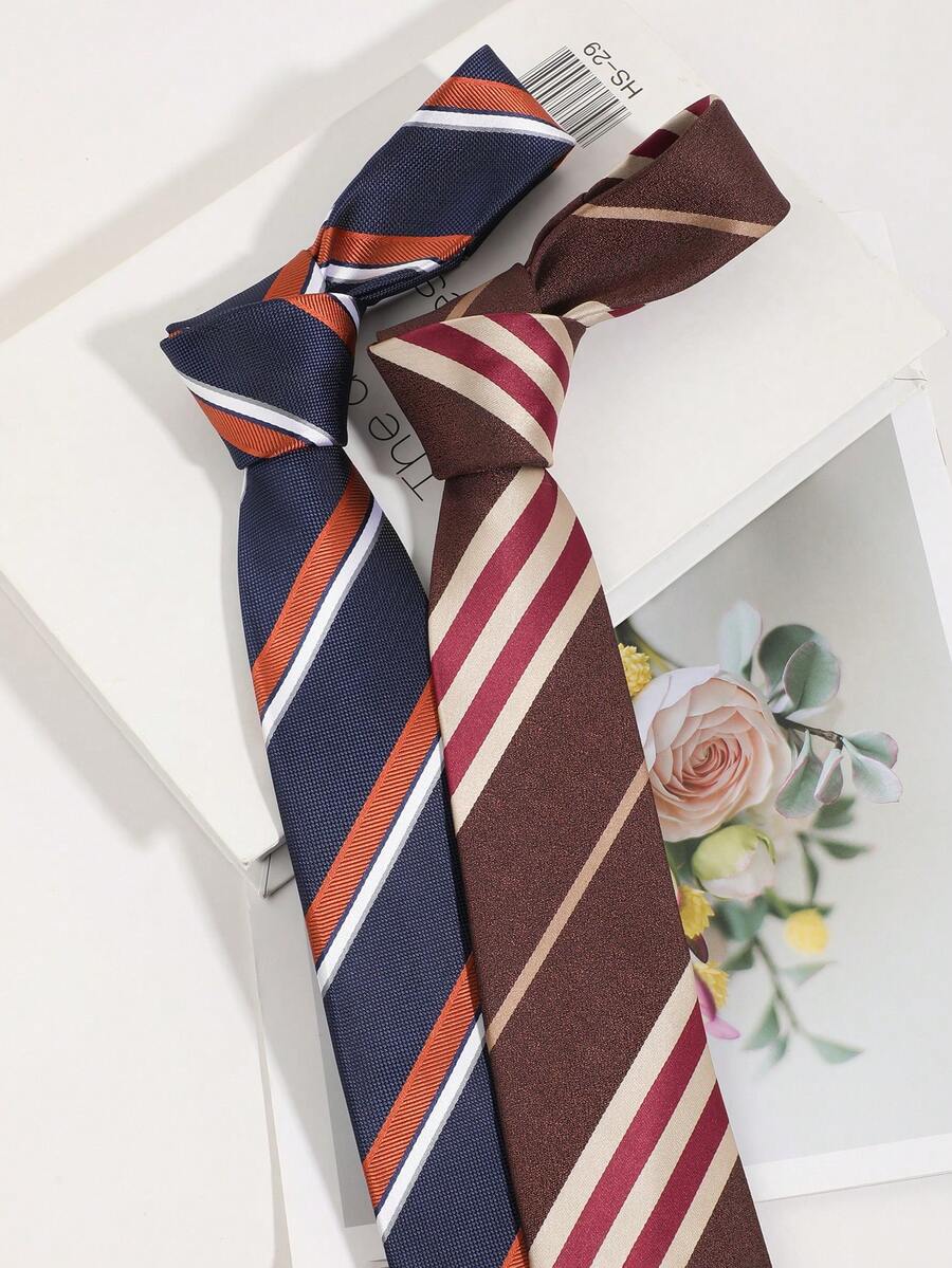 1 pieza Corbata de hombre a rayas versátil y casual, adecuada para el uso diario, negocios y ocasiones de fiesta - Multicolor - Ver 1