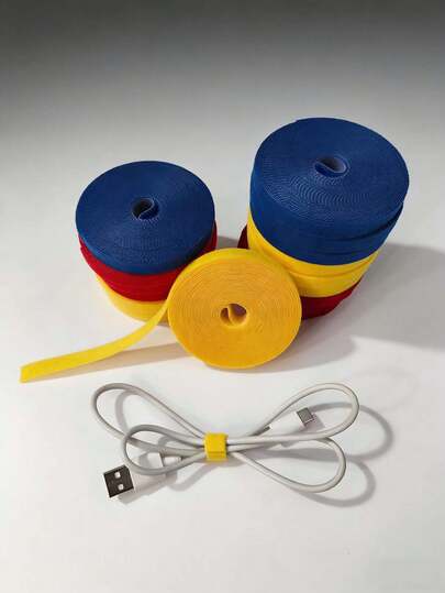 5米魔术胶带理线器，彩色自粘式电缆管理套管，尼龙魔术胶带植物扎带；适用于办公室电缆管理和园艺缠绕捆扎；多种颜色可选