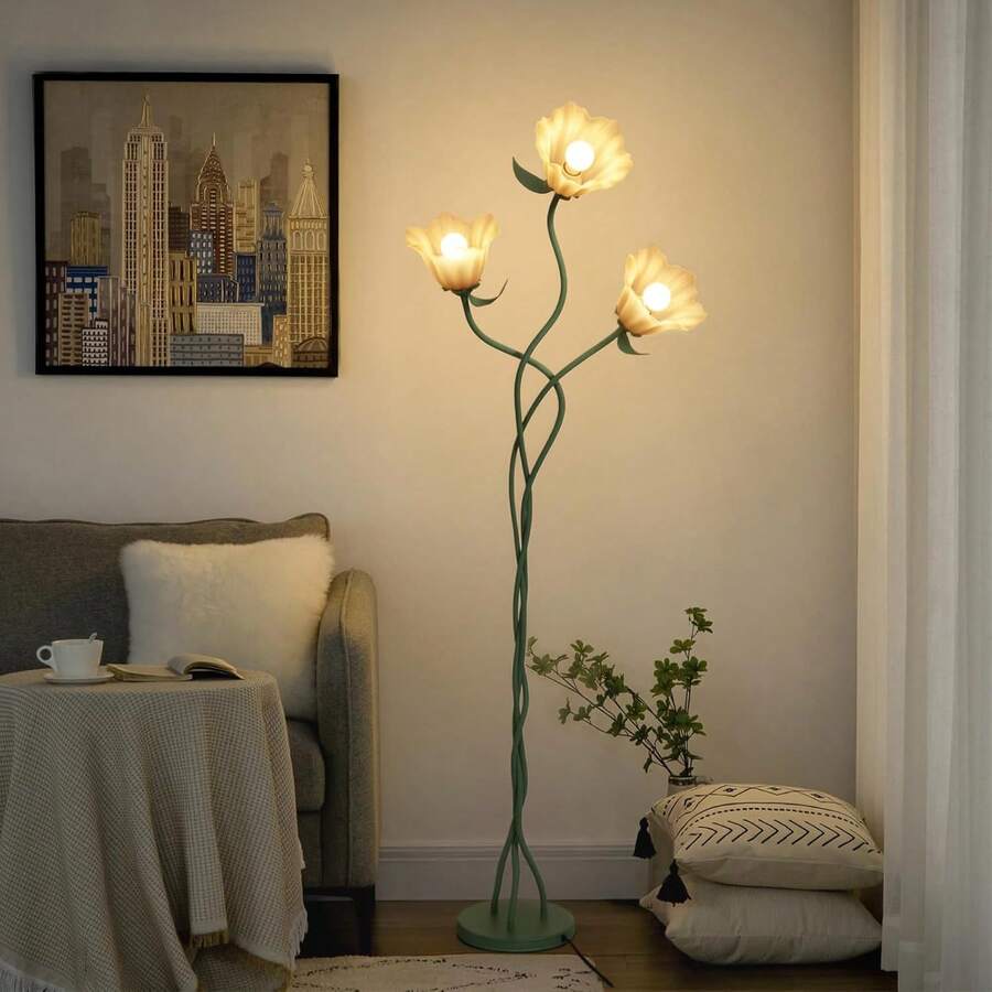 Flower Standing Lamp For Bedroom 3 Color Temperatures Decorative Flower Tall Floor Reading Lamp With Flexible Gooseneck For Bedroom Living Room Office Corner - US A Type Plug(110-127V) - View 1