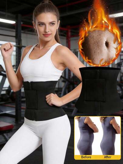 1件纯色涤纶纤维跑步塑身腰带，收腰带，女士收腹塑身衣，女士束腰带，束腰塑形衣，长身女士束腰带，女士束腰带