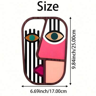 1 chiếc mặt nạ trang trí tường trừu tượng - Vật trang trí bằng gỗ hiệu ứng 3D, thiết kế hình học màu đỏ và đen, lý tưởng để trang trí nhà cửa hoặc làm quà tặng độc đáo cho gia đình và bạn bè.