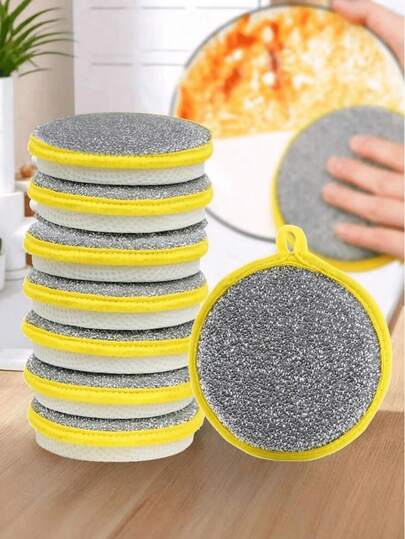 24/12/6/1pc Kitchen Cleaning Sponges And Scrubbers - Durable, Washable Yellow Polyester Dishcloths With Textured Surface, Suitable For Sinks, Stoves, Cookware, Etc. - Multifunctional Cleaning Tools For Bedrooms, Kitchen