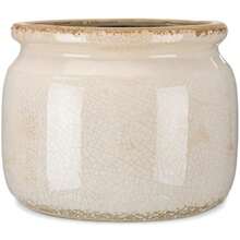 Maceta de cerámica clásico grande de 7.7 pulgadas maceta rústica de color beige puro con esmalte craquelado y agujero de drenaje para plantas de interior y exterior granja hogar cocina - Beige puro - Ver 1