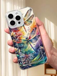 1PC Arte acuarela de libélulas coloridas y flores de ensueño: Funda transparente tipo billetera, protección completa para la cámara, compatible con iPhone 17/16/15/14/13/12/11/Pro/ProMax, compatible con Galaxy A54/S24 Ultra/Plus, compatible con Moto/Galaxy/Redmi/Honor/OPPO, a prueba de golpes y almacenamiento, diseño minimalista - transparente - Ver 2
