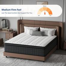 10"12"14" Queen Mattres Twin Full Queen King Size Bed Mattress In A Box, Hybrid Pocket Spring Breathable Cotton Layer Mattress For Motion Isolation & Silent Sleep, Lumbar Support & Pressure Relief, Medium Firm - 黑色 - 查看 2