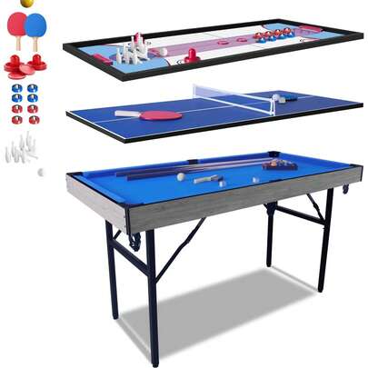  HLC 5-in-1 multifunktionaler Sporttisch, 5 Fuß großer klappbarer Kombi-Billard-/Snooker-Multisporttisch – Billardtisch, Hockeytisch, Tischtennistisch, Shuffleboard und Bowling.