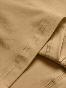 女士夏季新款休闲标语印花宽松圆领短袖T恤，时尚日常度假穿搭，适合日常及节假日穿着。女士T恤上衣。 - 棕色 - 查看 8