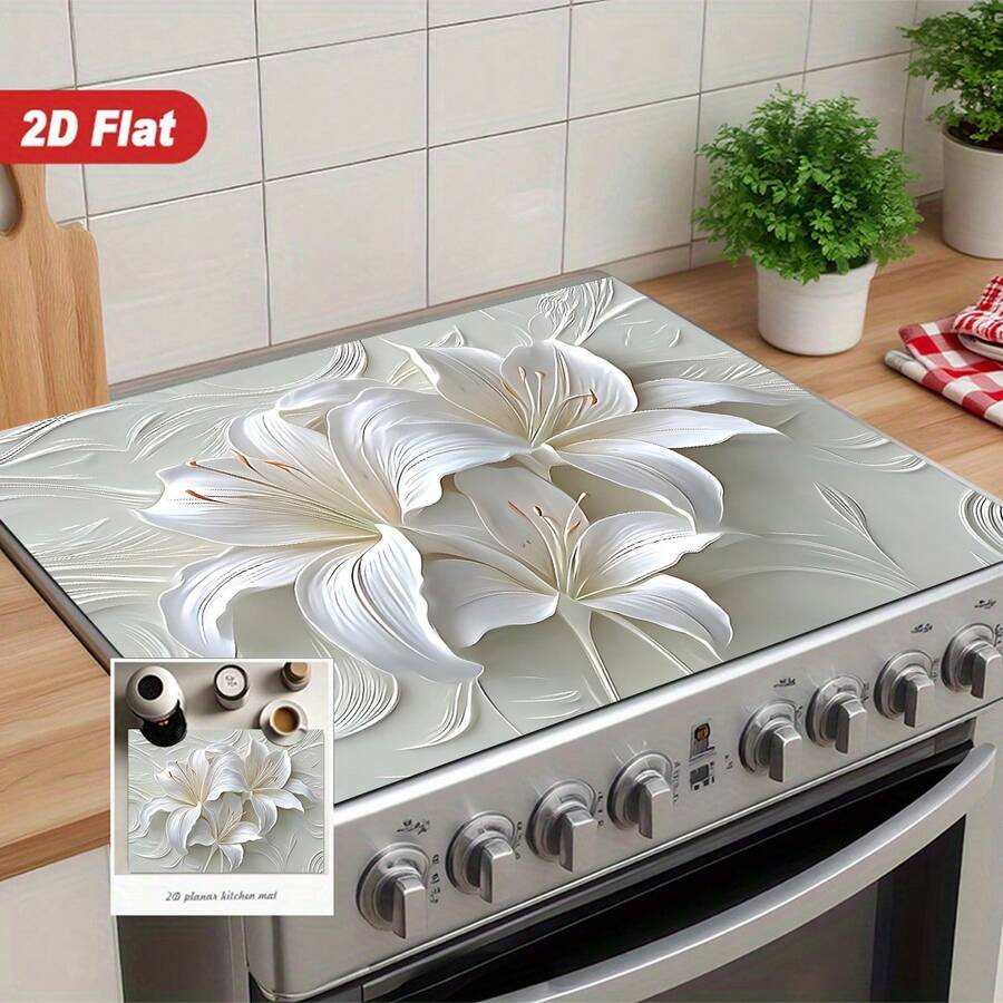 1pc 2D Flat Stove Protector Mat And Non-Slip Heat-Resistant Rubber ...