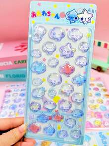 Pegatinas 3D estereoscópicas lindas, pegatinas de agua 3D de personajes de dibujos animados para niños al por mayor, pegatinas en relieve luminosas y creativas, en varios estilos - Multicolor - Ver 2