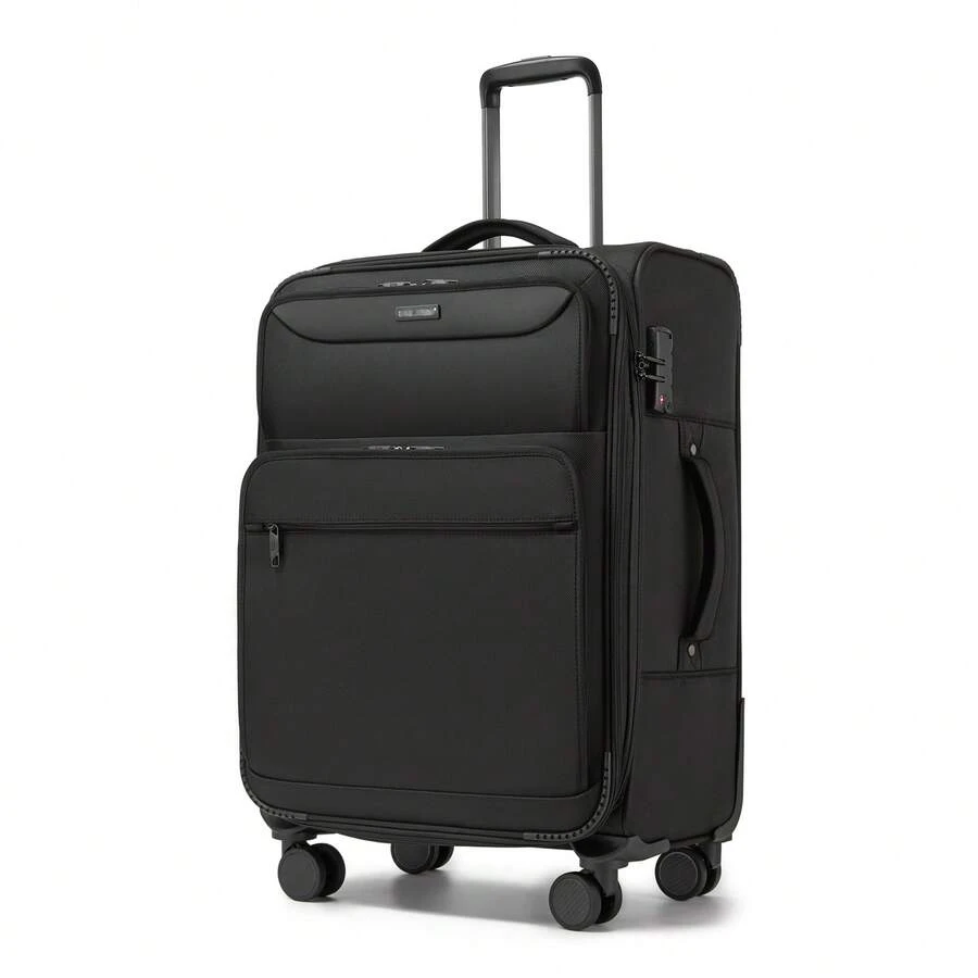 TSA Lock 360° Spinner Wheels Expandable Lightweight Softshell Polyester Luggage Carry-On, Cabin, 20/24/28 Inch Suitcase & 3-Piece Set For Travel - Black - View 1