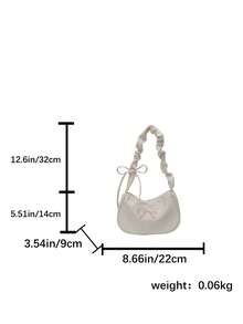 Spring/Summer New Arrival - Cute Floral Print Crossbody Bag, Decorated With Ribbon And Bow, Lightweight Polyester Shoulder Bag, Suitable For Commuting And Travel, Black & White Design With Pink Floral Pattern, Commuter Bag Floral Print Lightweight Bag - White - View 5