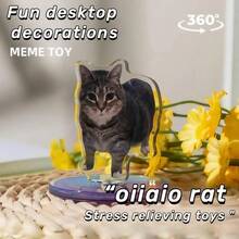 1pc Oiiaio Cat Meme 360° Rotating Stand, Funny Cat Desktop Stress Relief Toy - Multicolor - View 6