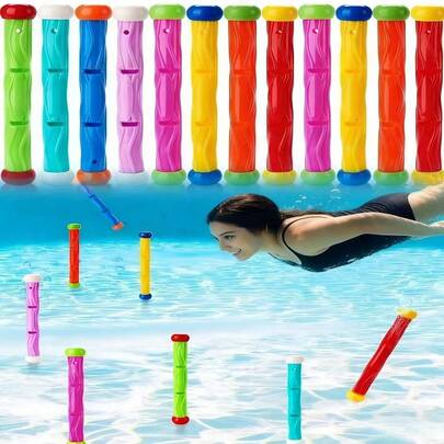 4pcs Colorful Diving Sticks, Underwater Training Swimming Pool Diving Sticks, Colored Sinking Throwing Sticks For Water Games, Easy To Identify, Summer Swimming Training Water Sports Gift, Underwater Diving Stick Games, Lightweight And Colorful, Suitable For Swimming, Diving, Underwater Retrieval Training Activities, Perfect For Pool Parties, Beach Fun, And Summer Outdoor Water Activities, Swimming Pool Supplies, Water Sports, Water Play Games, Beach Accessories