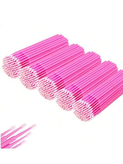 100支一次性超细纤维睫毛刷，适用于睫毛嫁接和化妆（刷头直径：2.0mm），专业化妆工具，可用于睫毛和唇部清洁，睫毛嫁接清洁棉签，睫毛烫清洁棉签，化妆清洁棉签，睫毛刷套装，沙龙专家，化妆爱好者