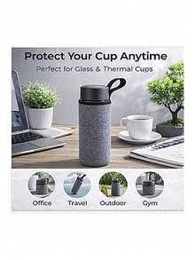 7*19cm Universal Shock-Proof Anti-Fall Protective Cup Sleeve With Handle, Shock-Absorbing Nylon Cup Sleeve - Grey - View 6