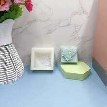 1pc Rectangular Love Flower Bouquet Silicone Mold, DIY Rose Flower Scented Candle Silicone Mold - White - View 4