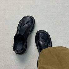 男士圆头德比鞋，褶裥鞋面系带正装鞋，休闲英伦复古乐福鞋，婚鞋，时尚徒步鞋 - 黑色 - 查看 5