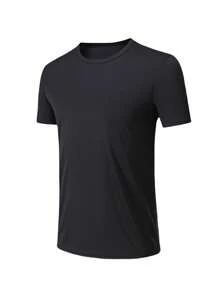 5pcs/Pack Men's Ultra-Thin Crew Neck Short Sleeve T-Shirts, Lightweight & Energetic, Suitable For Gym Workout, Breathable Sports Running Top Black Summer - Black - View 2