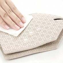 Square PU Leather Tissue Box, Tissue Dispenser Suitable For Bathroom, Vanity, Desk, Car, Grayish Brown - Beige - View 4