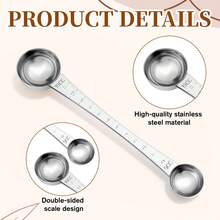 1/2pcs Magnetic Measuring Spoons, Double-Sided Design With Measurement Markings, Suitable For Liquid & Dry Ingredients - Can Be Placed In Spice Jars, Precise Measurement - Silver - View 5