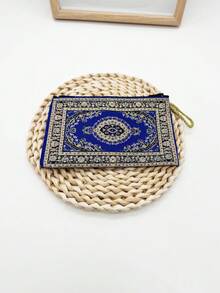 新款轻便刺绣零钱包，双面刺绣女士小包，女孩化妆包，多功能卡包，复古实用化妆包，便携手提包，精致图案零钱包 - 彩色 - 查看 1