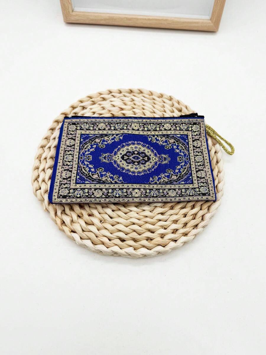 新款轻便刺绣零钱包，双面刺绣女士小包，女孩化妆包，多功能卡包，复古实用化妆包，便携手提包，精致图案零钱包 - 彩色 - 查看 1