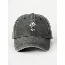 1pc Women Embroidered Palm Tree Washed Baseball Cap, Adjustable Outdoor UV Protection Sun Hat For Spring Autumn Travel Beach Vacation, Y2K Style Unisex Youth Cap - D - View 5