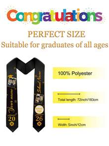 Customized Sash, Personalized Graduation For 2026, 2026 Graduation Honor With Photo And Name - 2026 Grade Honor Belt Decor, Elegant Graduation Cloak, Perfect For Graduation Ceremony And Party Photo Shoot Area, Graduation Party, Graduation Gift - Multicolor - View 6