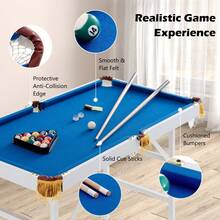COSTWAY 48" Folding Billiards Table With Accessory Set, 4 FT Portable Game Pool Table With 2 Cue Sticks, 2 Cue Chalks, 16 Balls, Blue - Azul - Ver 3