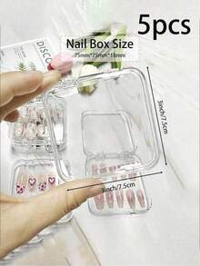 5/10/20pcs Transparent Nail Polish Storage Box With Lid, Plastic Nail Art Display Case - 10 Nail Storage Boxes (excluding Nails) - View 11