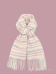 New Plaid Scarf For Women, Thick Warm Unisex Scarf, Korean Style Versatile Autumn/Winter,Beach,Holiday - Beige - View 3