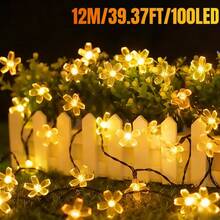20/50/100 LED Luces solares para jardín - 5m/7m/12m, 8 modos de iluminación, luces solares de flores de cerezo para exteriores, control de luz inteligente, sin costo eléctrico, adecuado para jardín, patio, cerca, árbol, balcón, pabellón, casa, decoración de ventanas, creando una atmósfera de iluminación soñadora - a prueba de viento, fácil de instalar, talla grande adecuado para el hogar, cumpleaños, fiesta, Pascua, decoración de celebración de días festivos, regalo del Día de la Madre, decoración de hadas para exteriores - Luces de jardín - Ver 14