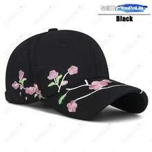 New National Duckbill Cap Hat Spring And Autumn Plum Blossom Embroidery National Style Curved Brim Baseball Cap - màu đen - Xem 1